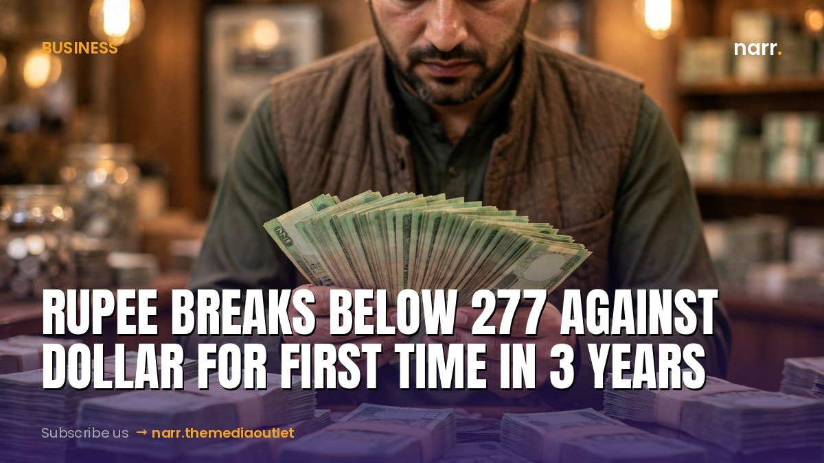 Rupee breaks below 277 against dollar for first time in 3 years